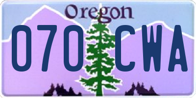 OR license plate 070CWA