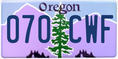OR license plate 070CWF