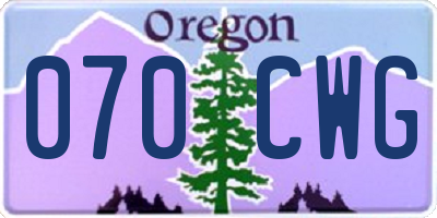 OR license plate 070CWG