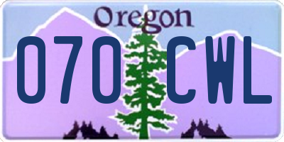 OR license plate 070CWL