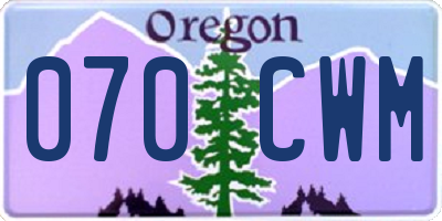 OR license plate 070CWM