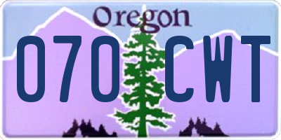 OR license plate 070CWT