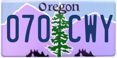 OR license plate 070CWY