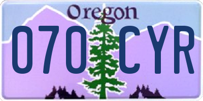 OR license plate 070CYR