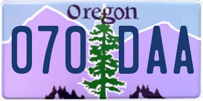 OR license plate 070DAA