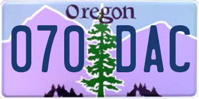 OR license plate 070DAC