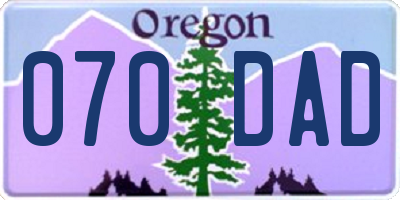 OR license plate 070DAD