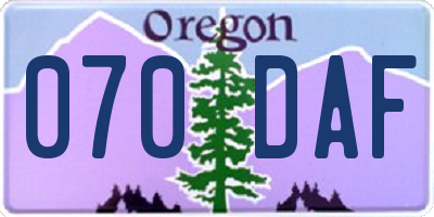 OR license plate 070DAF