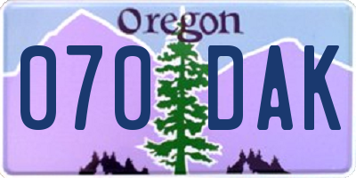 OR license plate 070DAK
