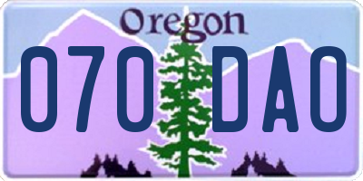 OR license plate 070DAO
