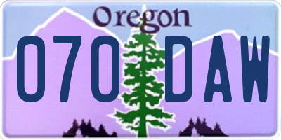 OR license plate 070DAW