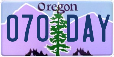 OR license plate 070DAY