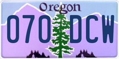 OR license plate 070DCW