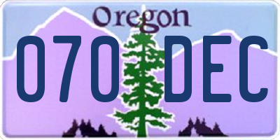 OR license plate 070DEC