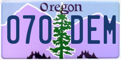 OR license plate 070DEM