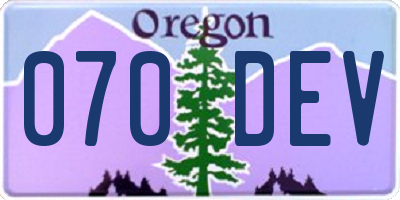 OR license plate 070DEV