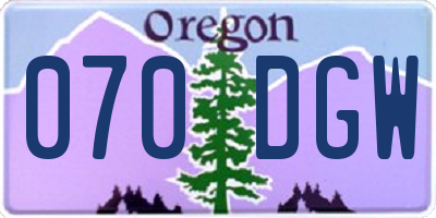 OR license plate 070DGW