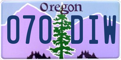 OR license plate 070DIW