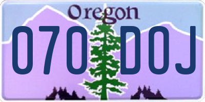OR license plate 070DOJ
