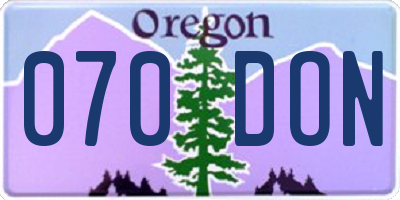 OR license plate 070DON