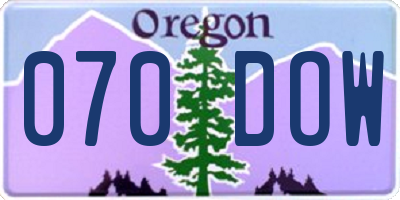 OR license plate 070DOW