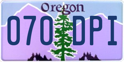 OR license plate 070DPI