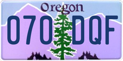 OR license plate 070DQF
