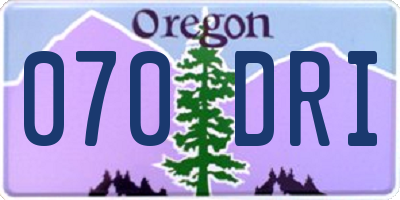 OR license plate 070DRI