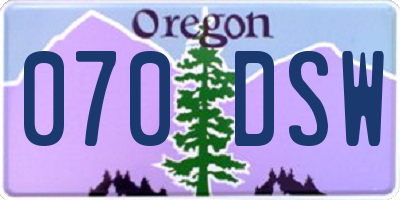 OR license plate 070DSW