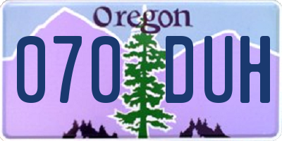 OR license plate 070DUH