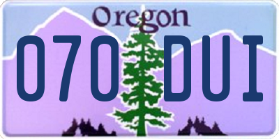 OR license plate 070DUI