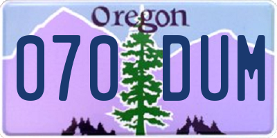 OR license plate 070DUM