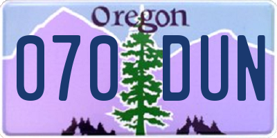OR license plate 070DUN