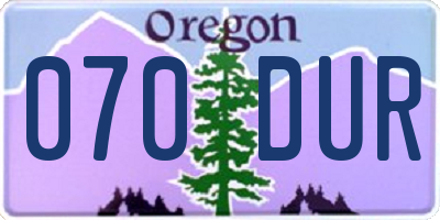 OR license plate 070DUR