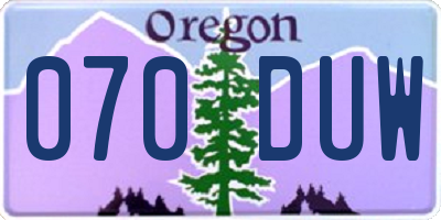 OR license plate 070DUW
