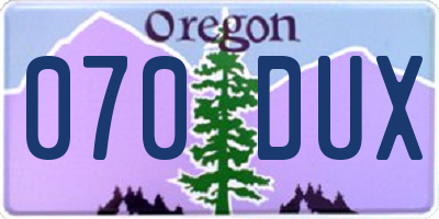 OR license plate 070DUX