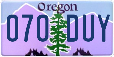 OR license plate 070DUY