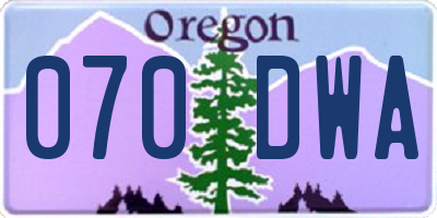 OR license plate 070DWA
