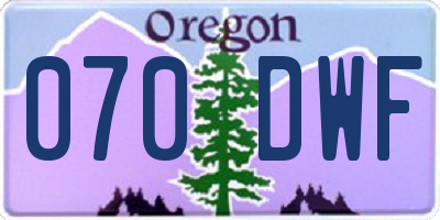 OR license plate 070DWF