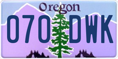 OR license plate 070DWK