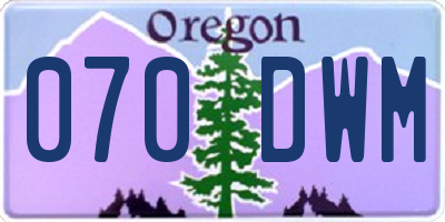 OR license plate 070DWM