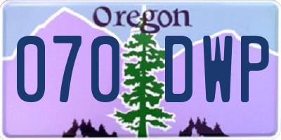 OR license plate 070DWP