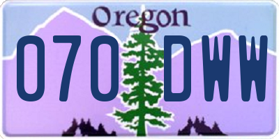 OR license plate 070DWW