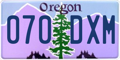 OR license plate 070DXM