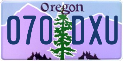 OR license plate 070DXU