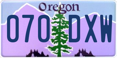 OR license plate 070DXW