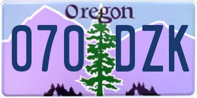 OR license plate 070DZK