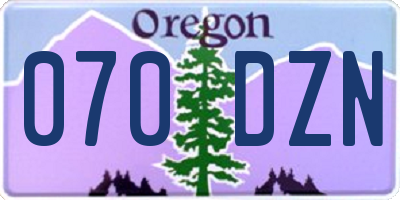 OR license plate 070DZN