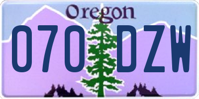 OR license plate 070DZW