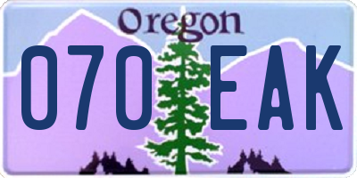 OR license plate 070EAK